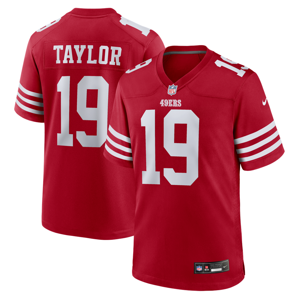 San Francisco 49ers Trent Taylor Scarlet Team Game Jersey product image 1, provided for visual reference and product detail