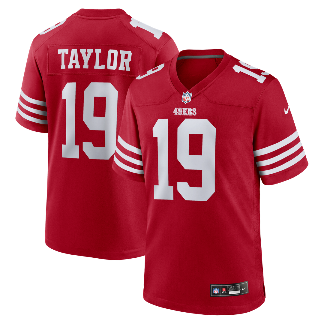San Francisco 49ers Trent Taylor Scarlet Team Game Jersey product image 1, provided for visual reference and product detail