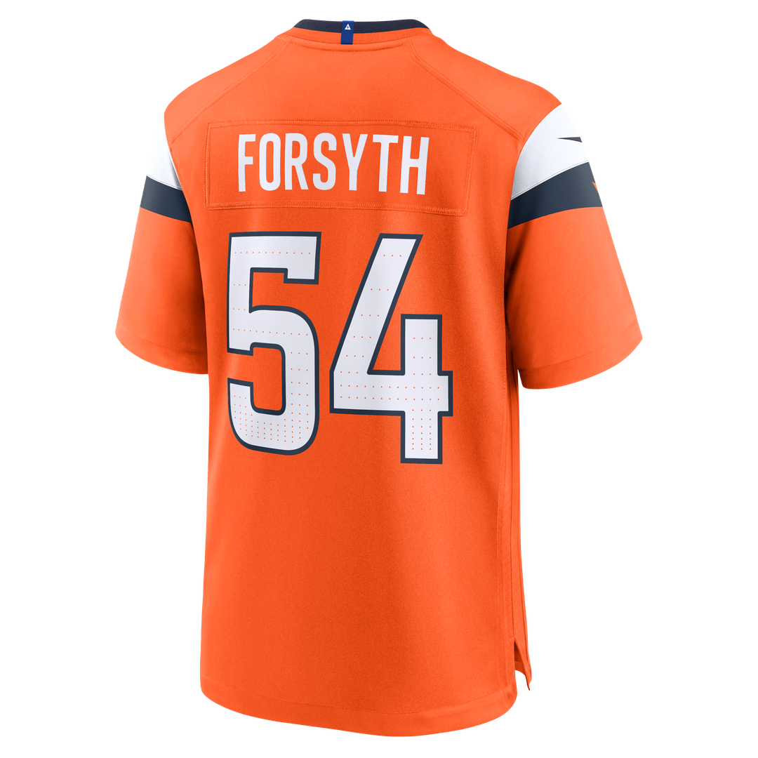 Denver Broncos Alex Forsyth Orange Team Game Jersey product image 3, provided for visual reference and product detail review