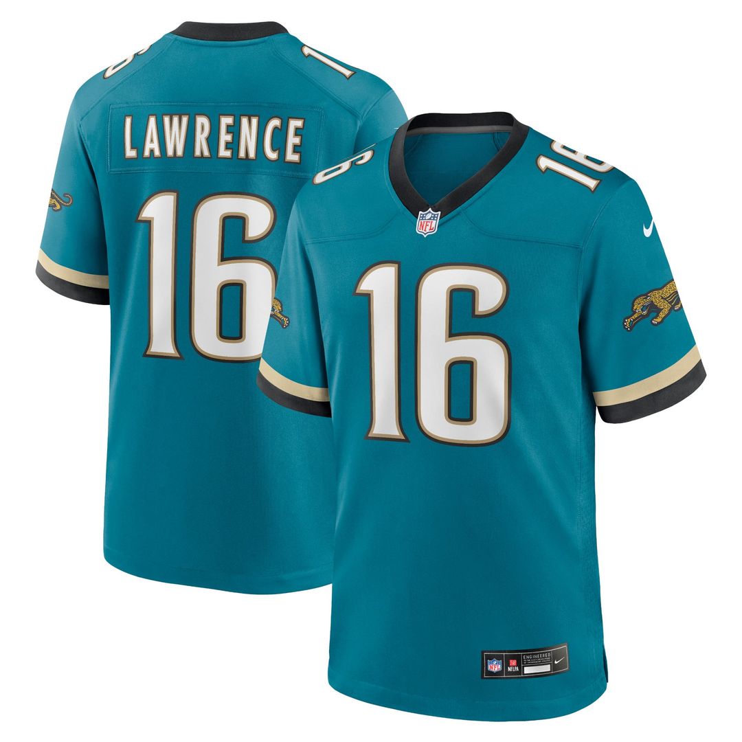 Jacksonville Jaguars Trevor Lawrence Teal Prowler Throwback Player Game Jersey product image 1, provided for visual