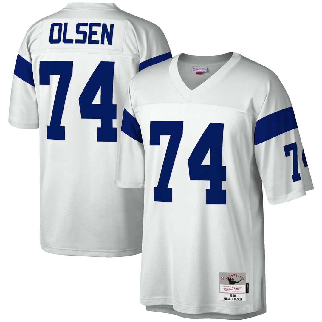 Los Angeles Rams Merlin Olsen White Legacy Replica Jersey product image 1, provided for visual reference and product detail