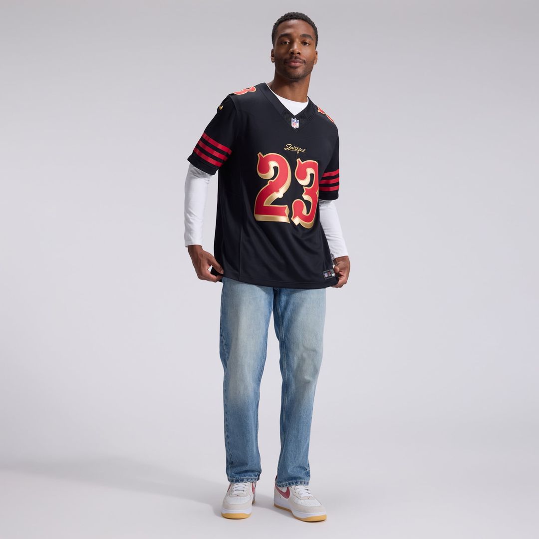 San Francisco 49ers Christian McCaffrey Black Rivalries Collection Stitched Limited Jersey product image 4, provided for