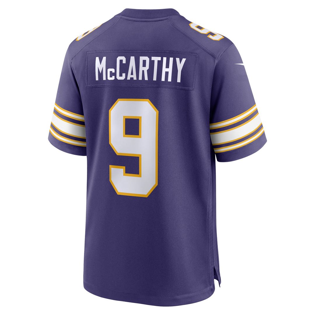 Minnesota Vikings J.J. McCarthy Purple 2nd Alternate Player Game Jersey product image 3, provided for visual reference and