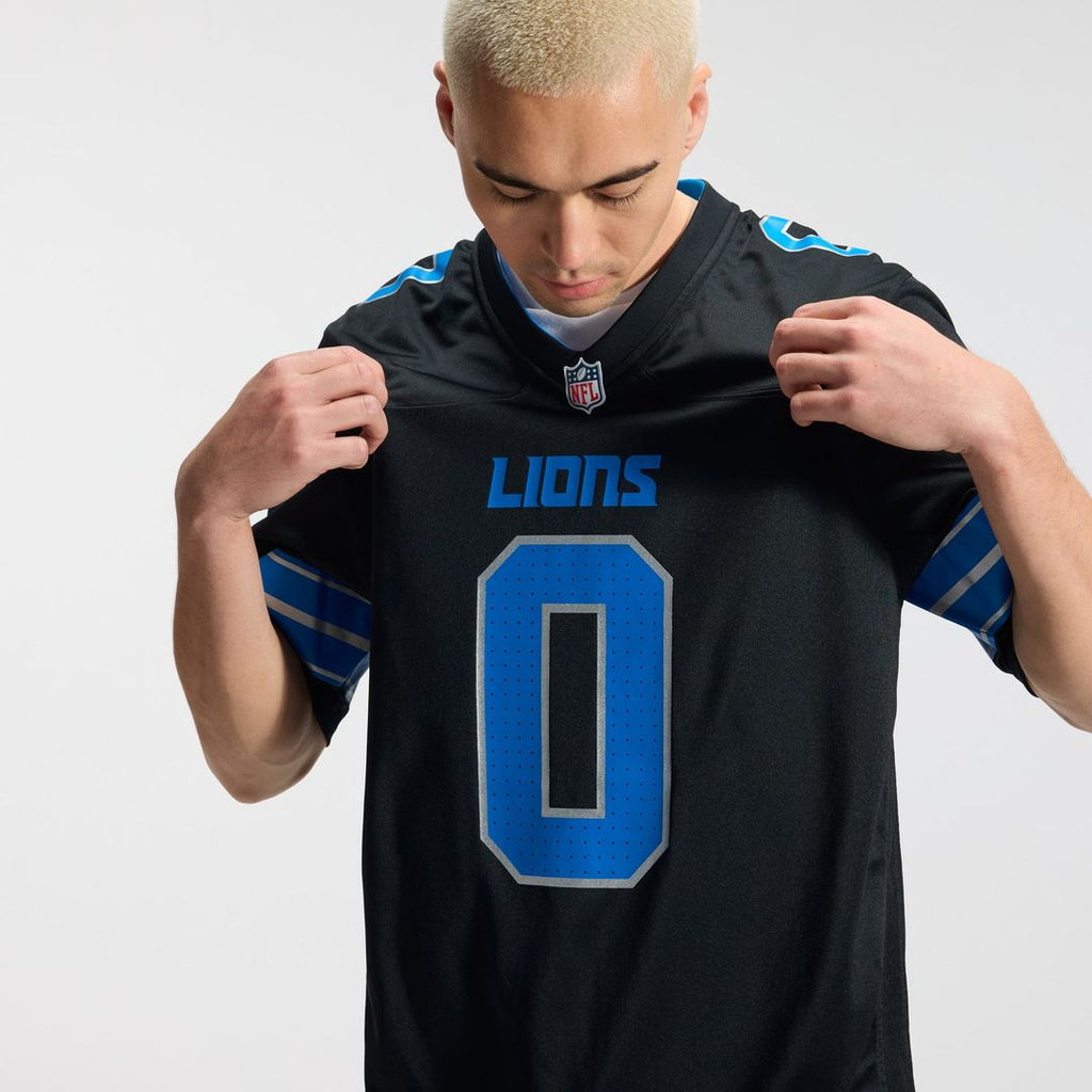 Detroit Lions Jahmyr Gibbs White Game Player Jersey product image 16, provided for visual reference and product detail review