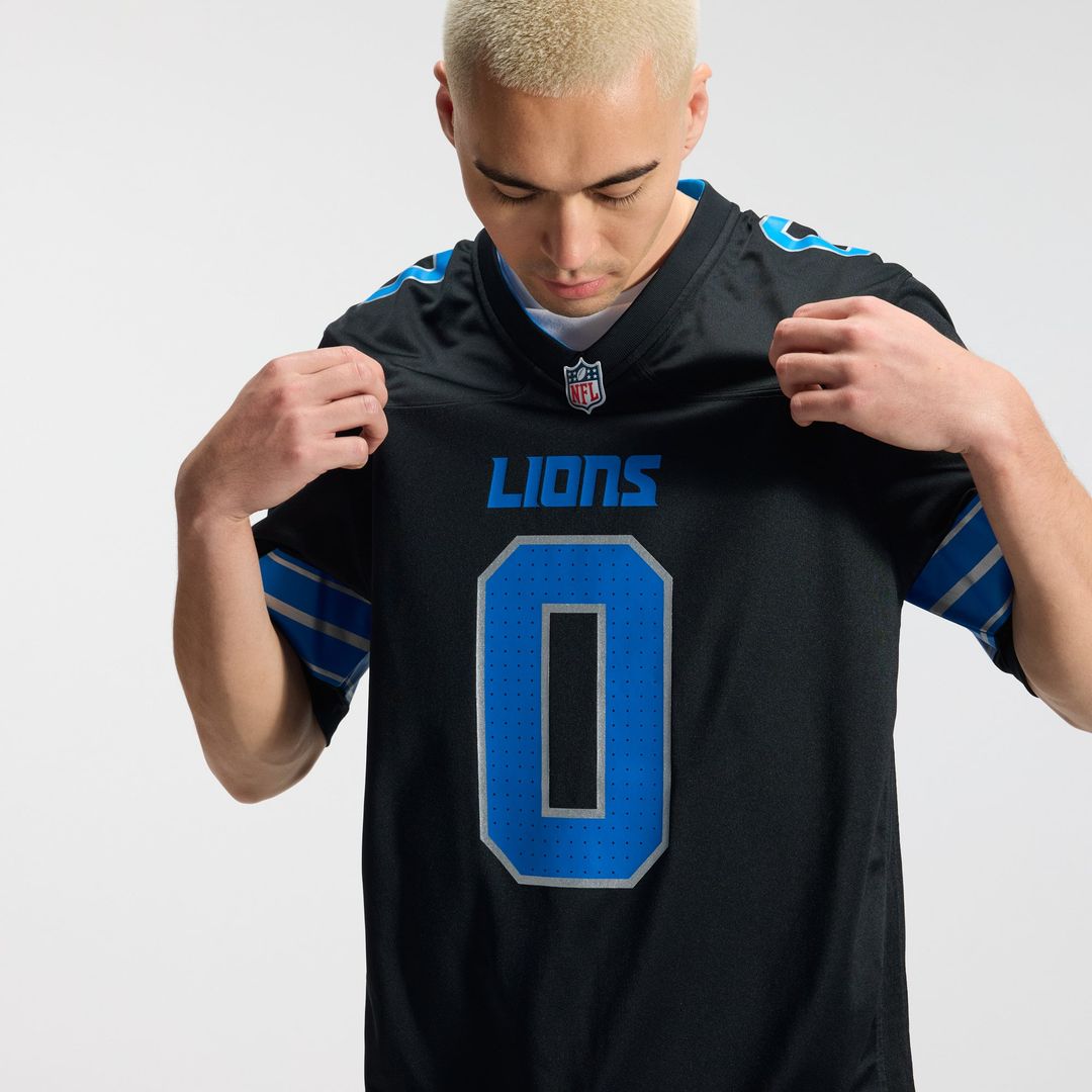 Detroit Lions Jahmyr Gibbs White Game Player Jersey product image 16, provided for visual reference and product detail review