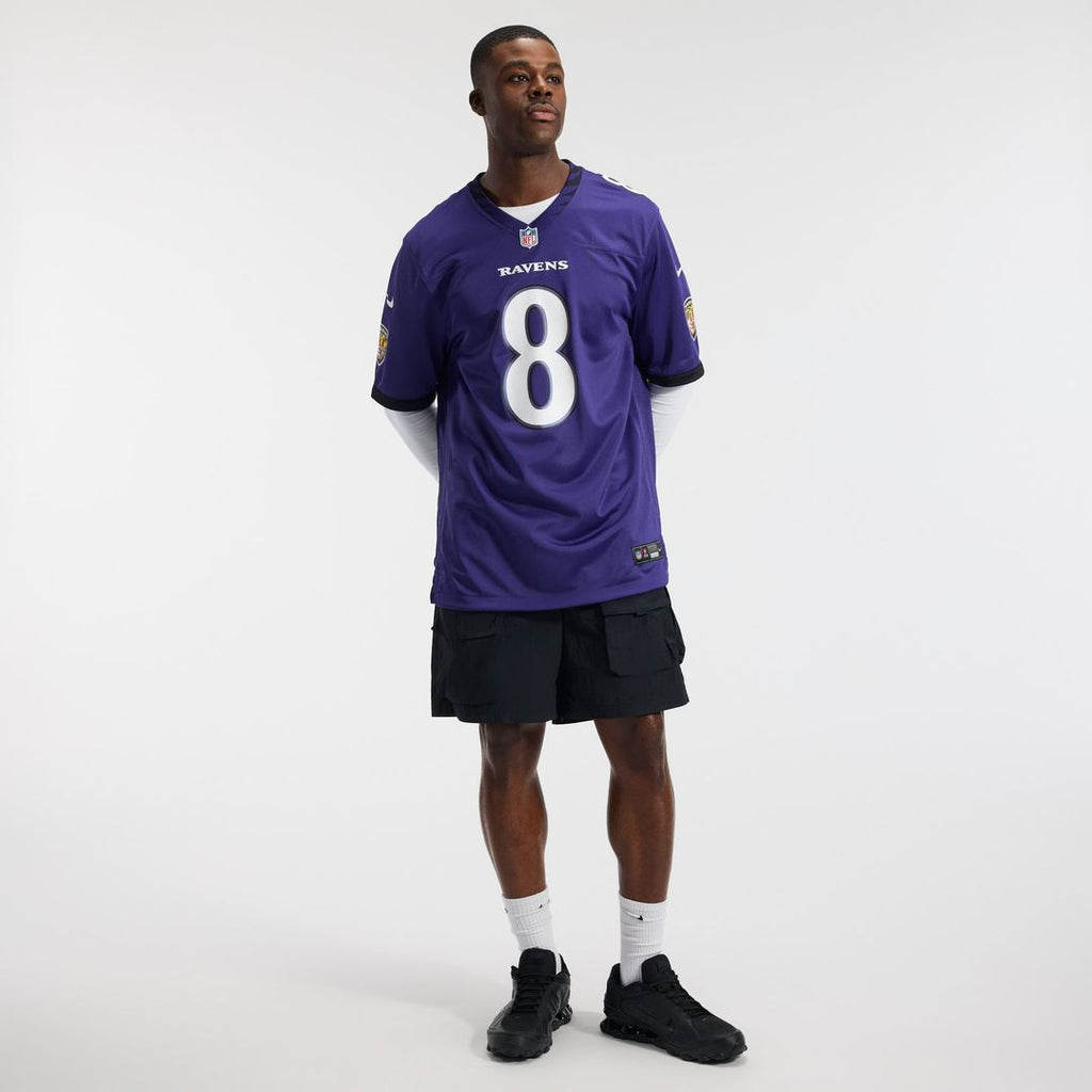 Baltimore Ravens Lamar Jackson Purple Team Game Jersey product image 4, provided for visual reference and product detail