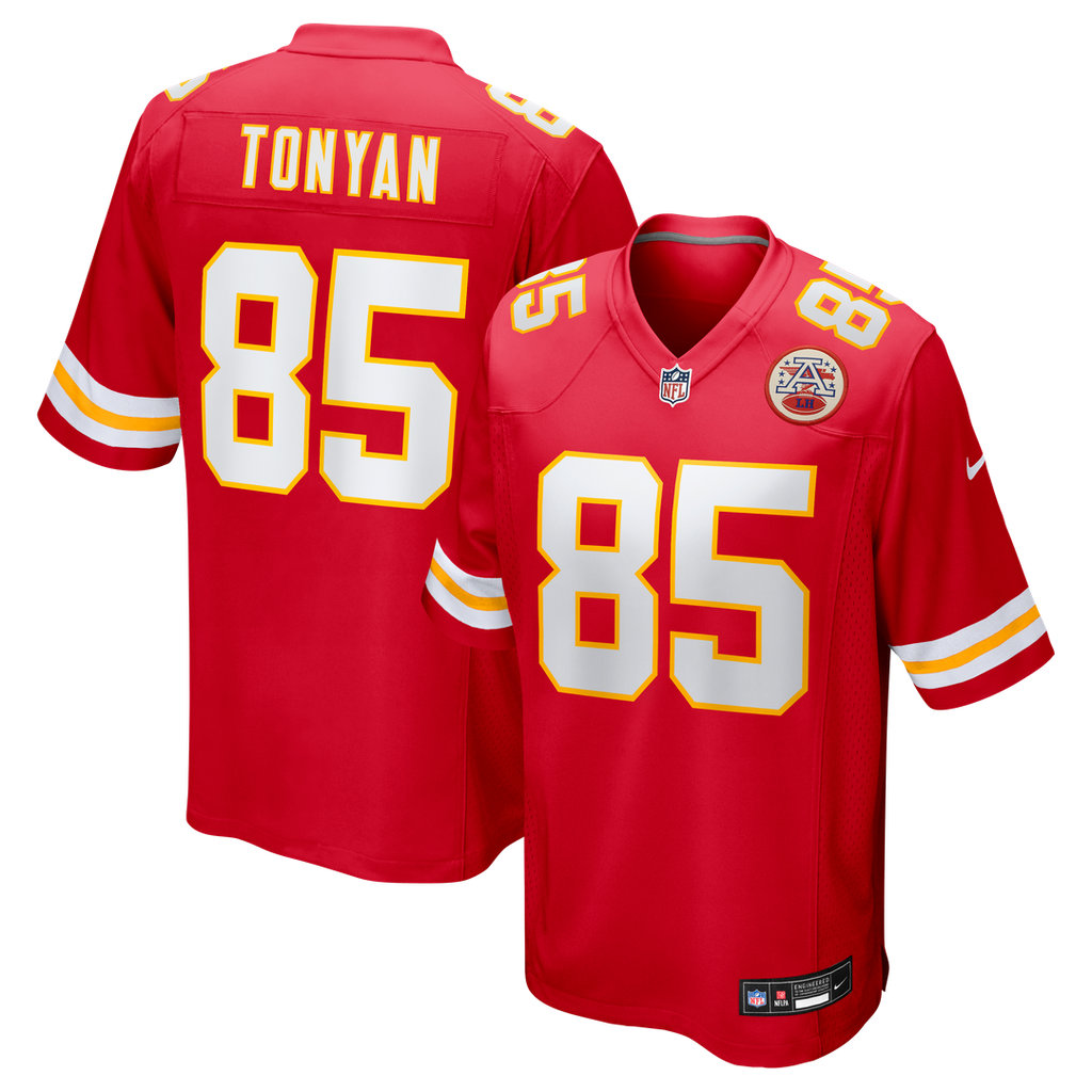 Kansas City Chiefs Robert Tonyan Red Team Game Jersey product image 1, provided for visual reference and product detail