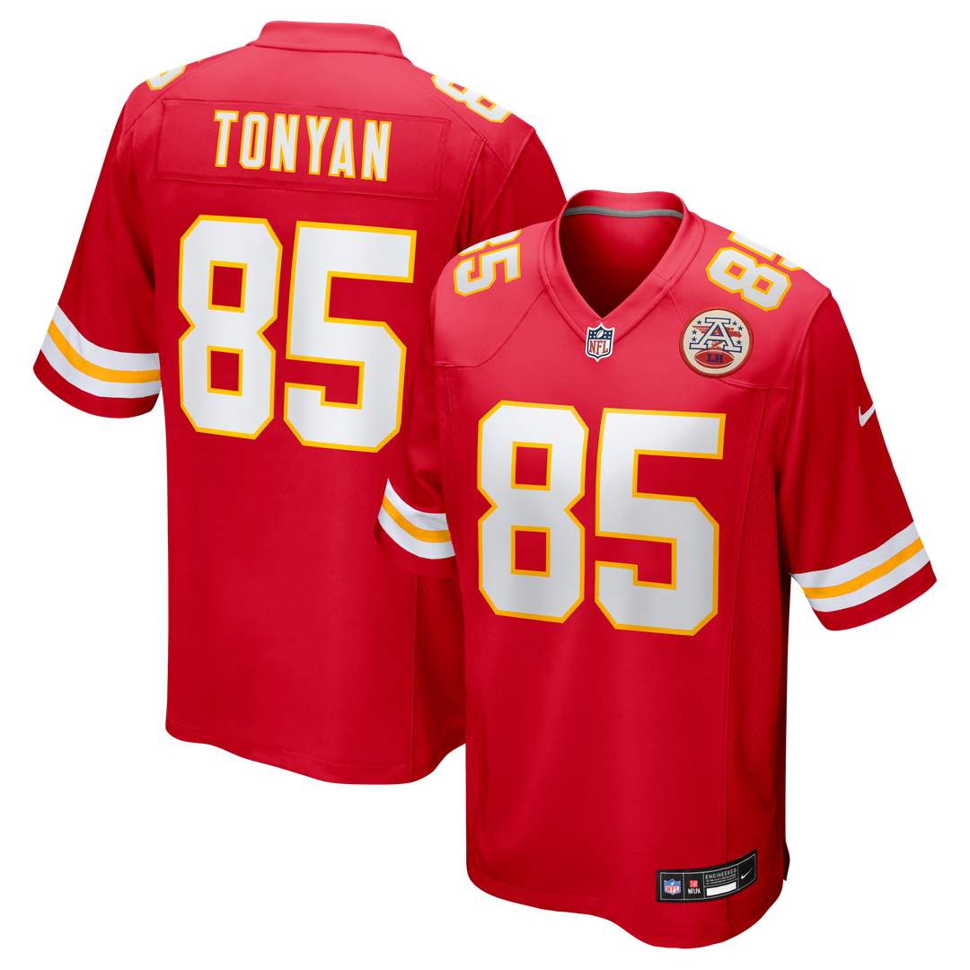 Kansas City Chiefs Robert Tonyan Red Team Game Jersey product image 1, provided for visual reference and product detail