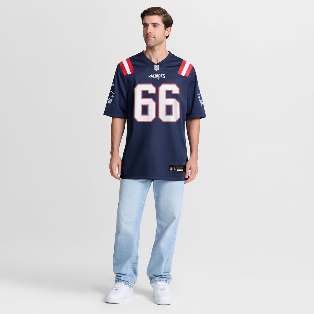 New England Patriots Will Campbell Navy Team Game Jersey product image 2, provided for visual reference and product detail