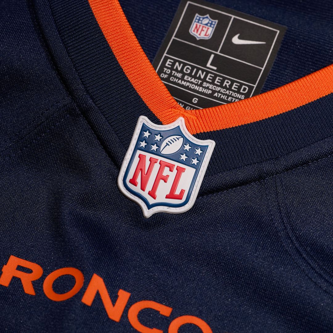 Denver Broncos Bo Nix Navy Alternate Game Jersey product image 10, provided for visual reference and product detail review