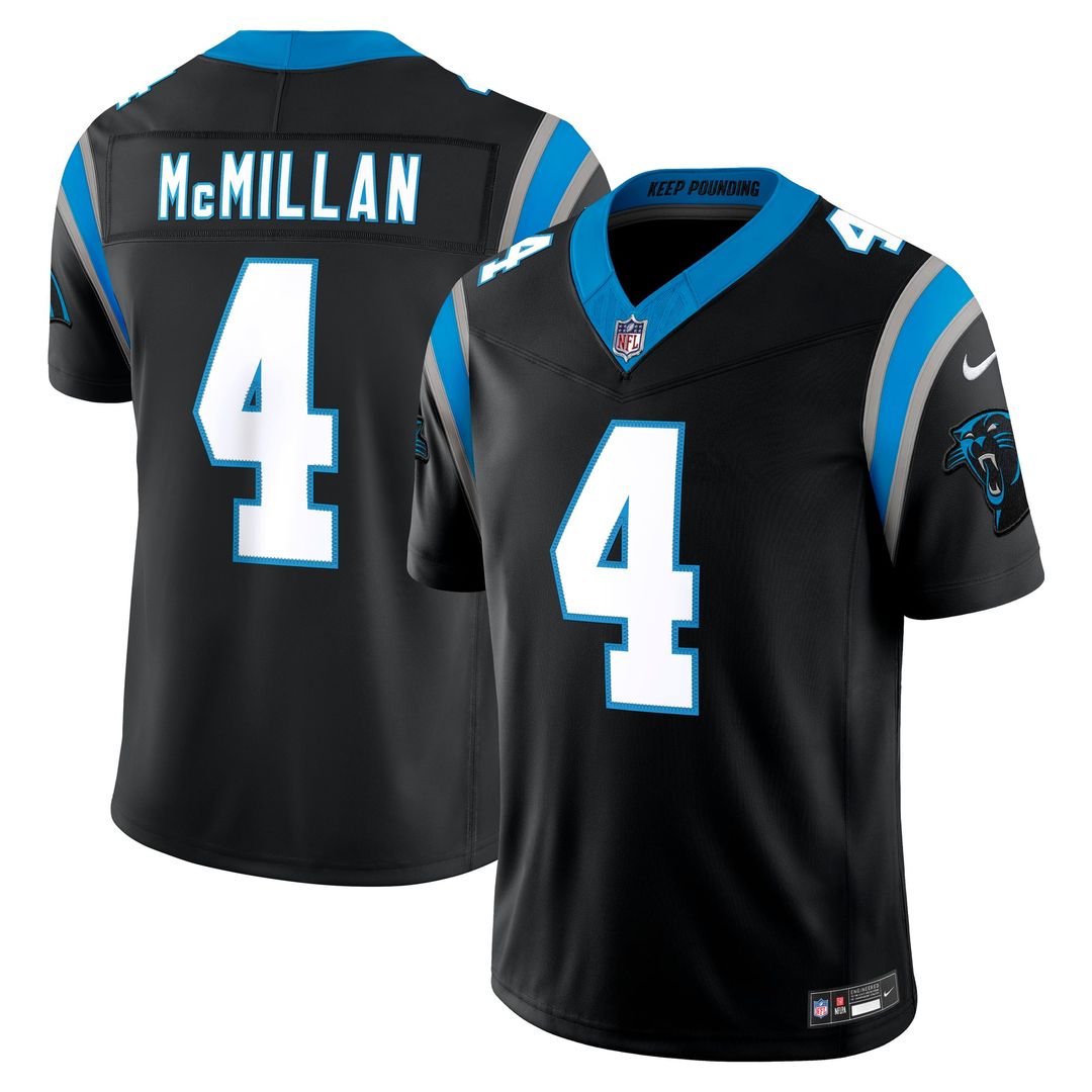 Carolina Panthers Tetairoa McMillan Black Team Vapor F.U.S.E. Stitched Limited Jersey product image 1, provided for visual