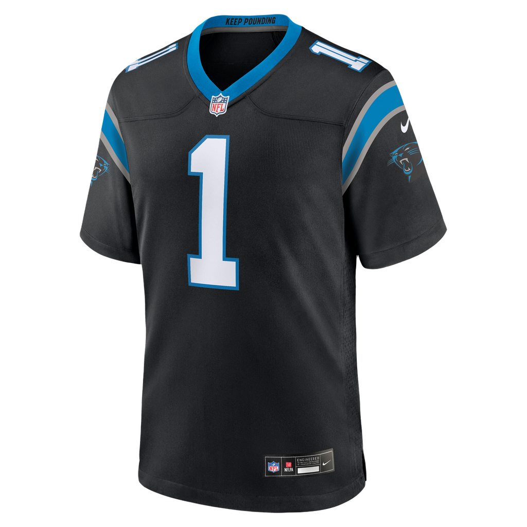 Carolina Panthers Cam Newton Black Team Retired Game Jersey product image 2, provided for visual reference and product