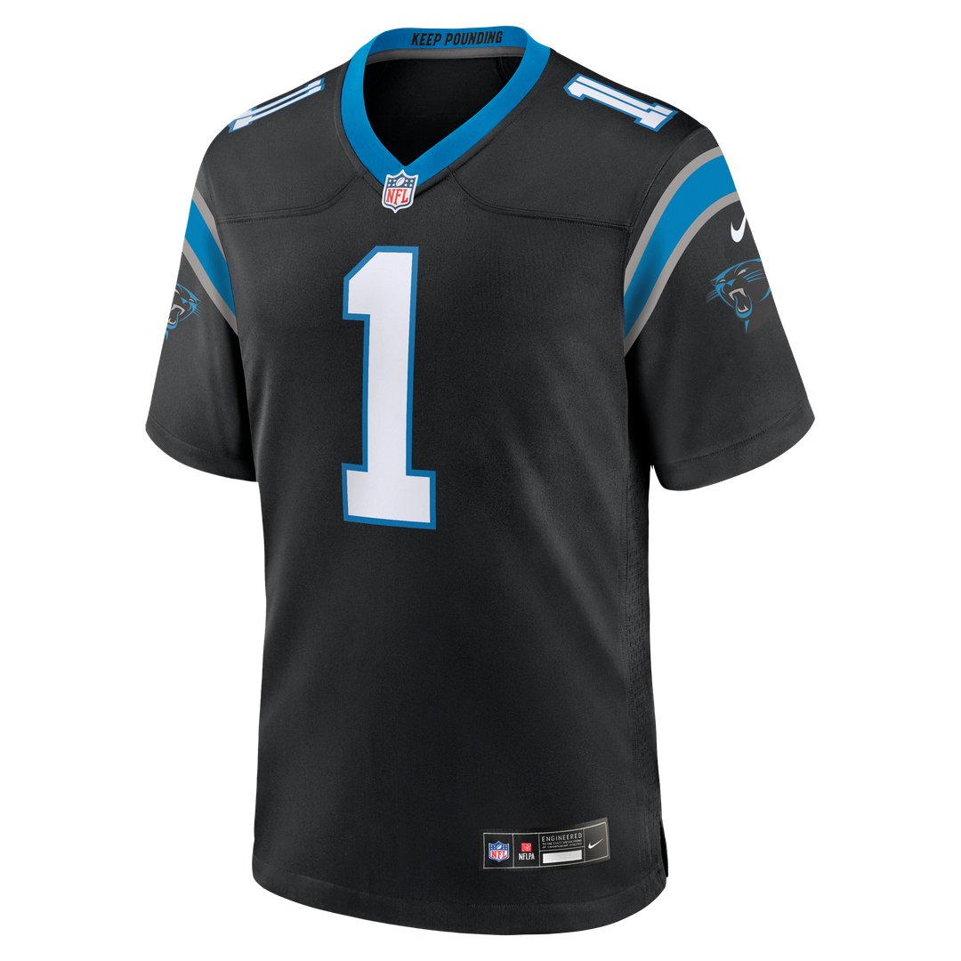Carolina Panthers Cam Newton Black Team Retired Game Jersey product image 2, provided for visual reference and product