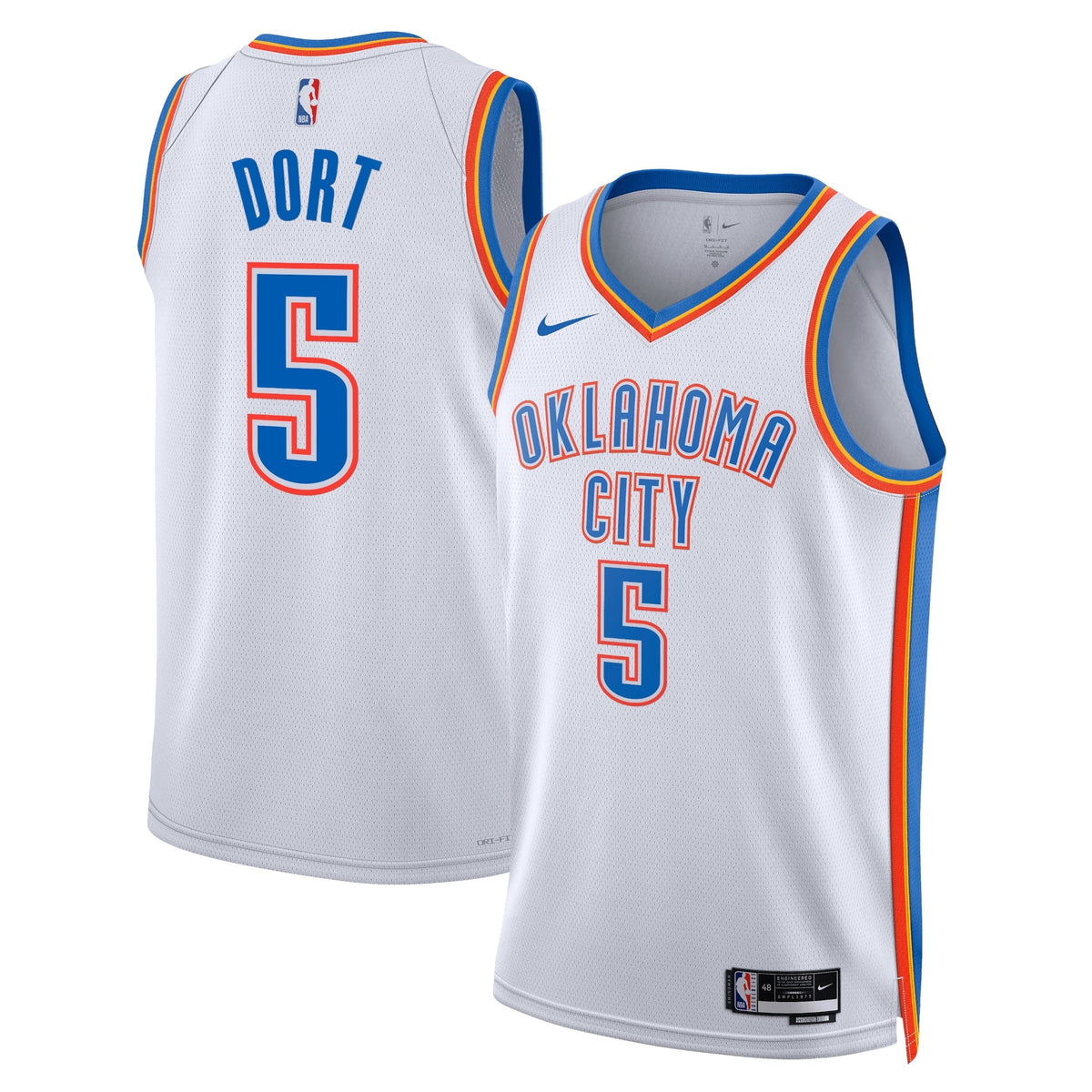 Oklahoma City Thunder Association Edition Swingman Basketball Jersey - White - Luguentz Dort - Unisex product image 1,