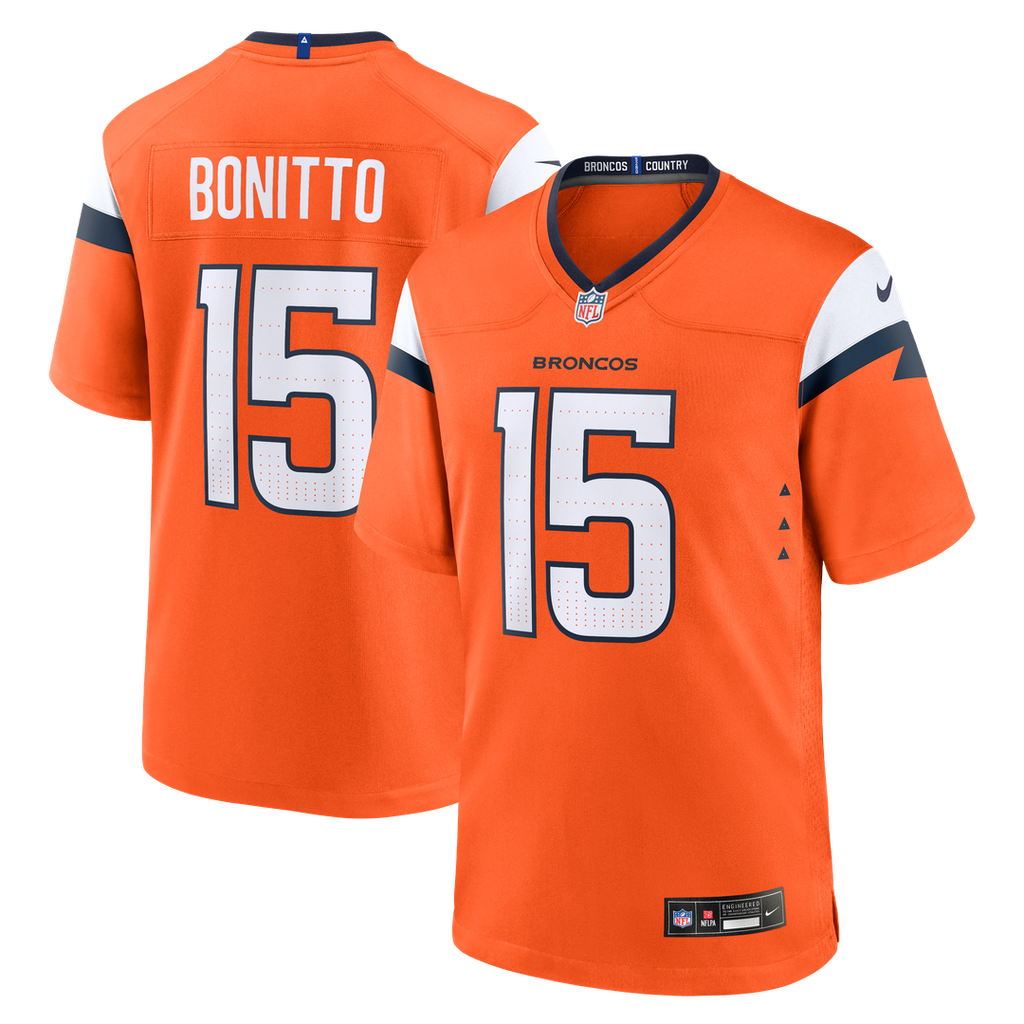 Denver Broncos Nik Bonitto Orange Team Game Jersey product image 9, provided for visual reference and product detail review
