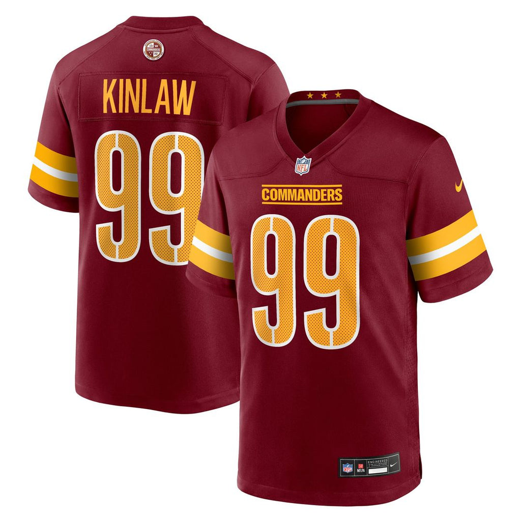 Washington Commanders Javon Kinlaw Burgundy Team Game Jersey product image 1, provided for visual reference and product