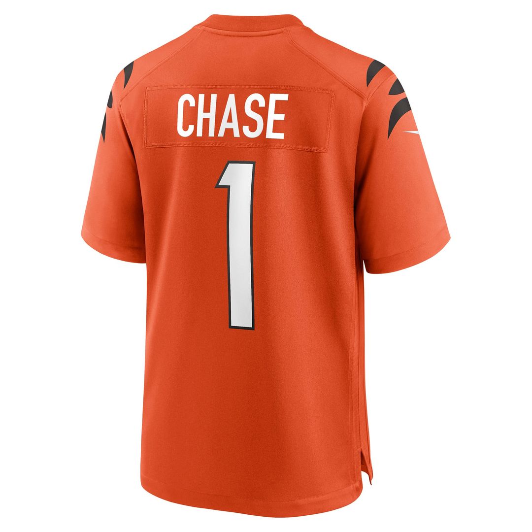 Cincinnati Bengals Ja'Marr Chase Orange Alternate Game Jersey product image 3, provided for visual reference and product