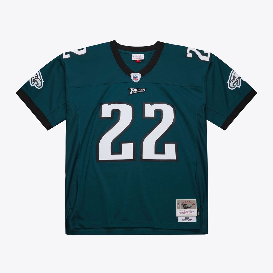 Philadelphia Eagles Duce Staley Midnight Green 2002 Legacy Replica Jersey product image 1, provided for visual reference and