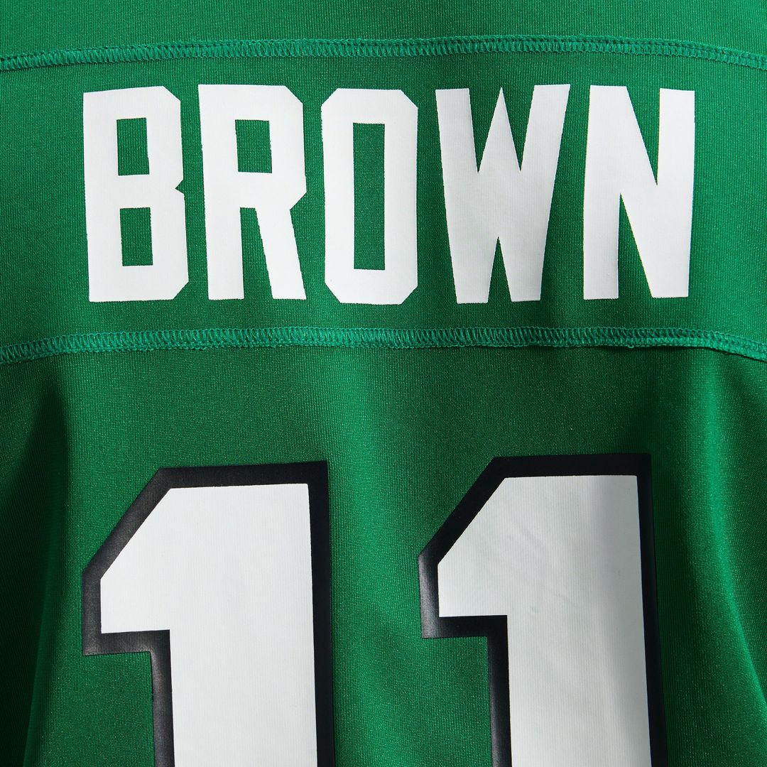 Philadelphia Eagles A.J. Brown Kelly Green Alternate Game Player Jersey product image 12, provided for visual reference and