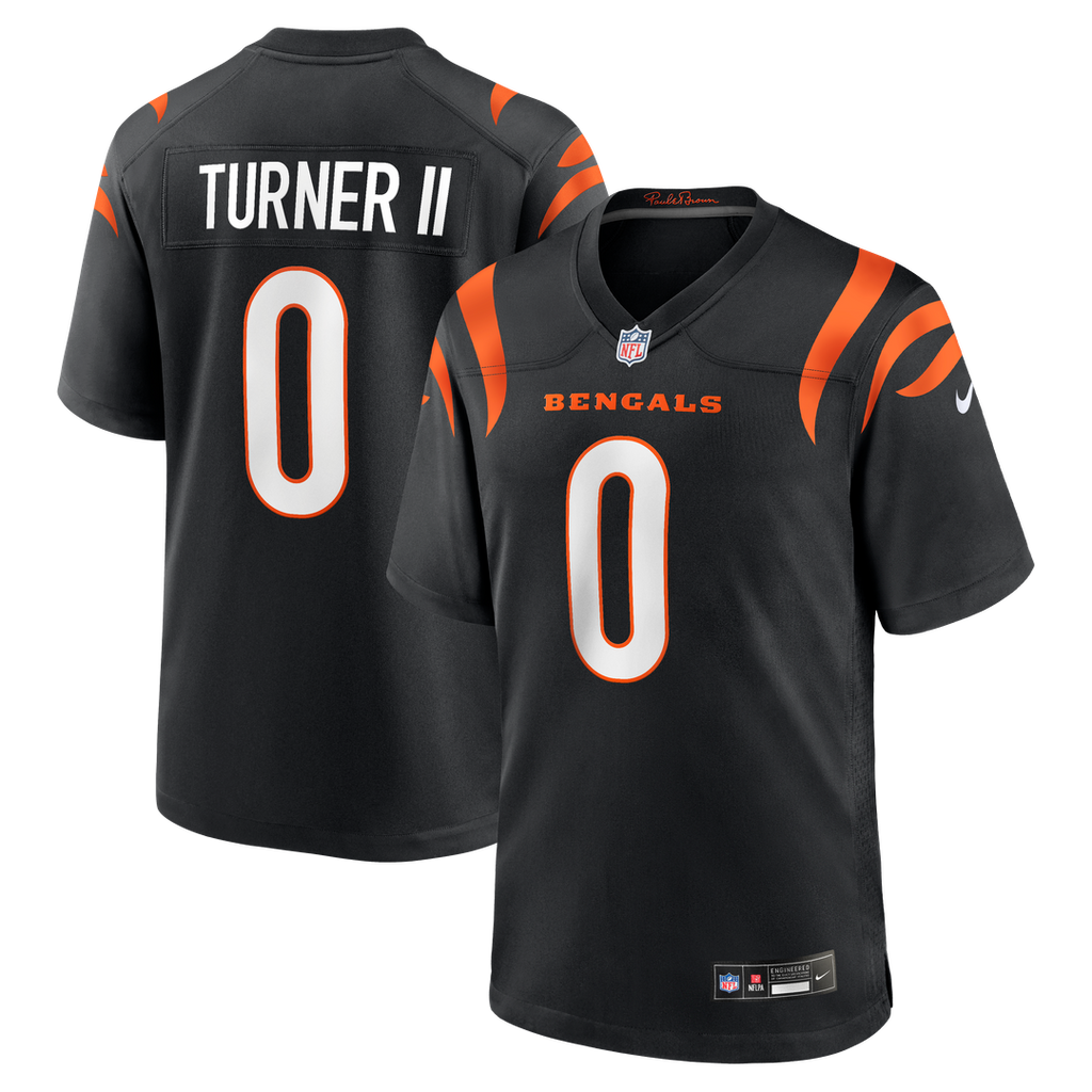 Cincinnati Bengals DJ Turner II Black Team Game Jersey product image 1, provided for visual reference and product detail