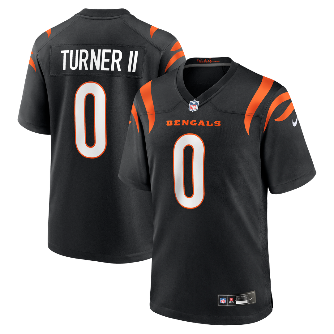 Cincinnati Bengals DJ Turner II Black Team Game Jersey product image 1, provided for visual reference and product detail