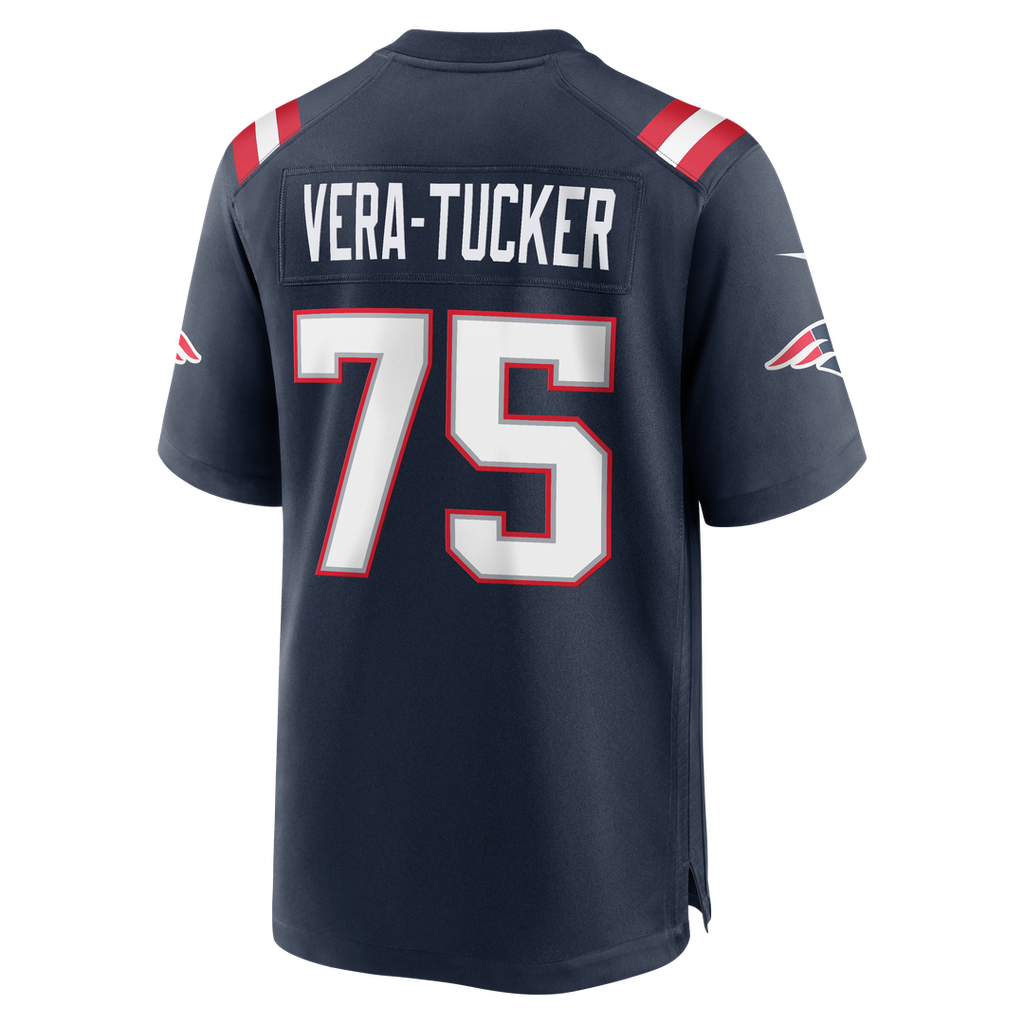 New England Patriots Alijah Vera-Tucker Navy Team Game Jersey product image 5, provided for visual reference and product