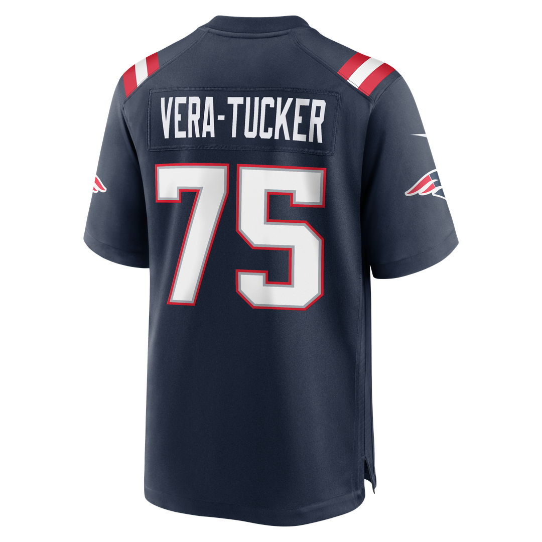 New England Patriots Alijah Vera-Tucker Navy Team Game Jersey product image 5, provided for visual reference and product