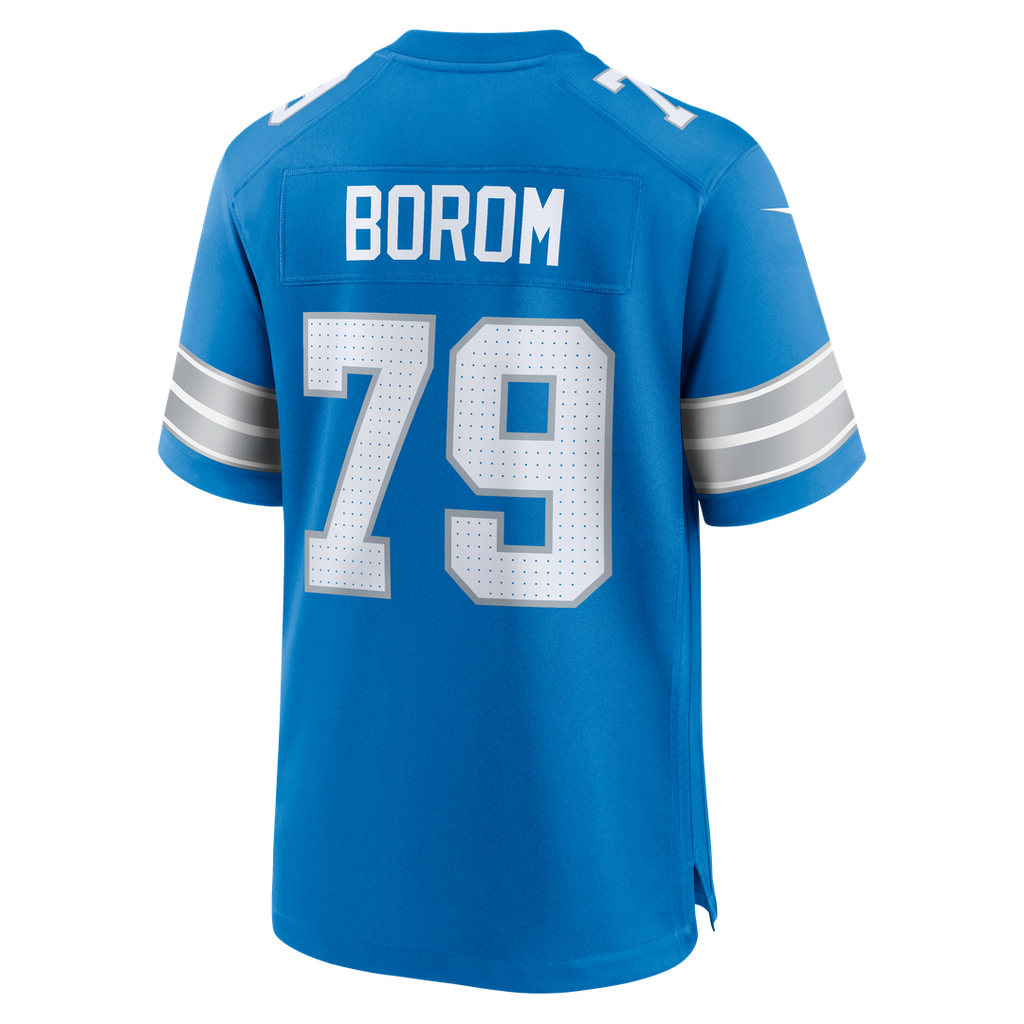 Detroit Lions Larry Borom Blue Team Game Jersey product image 3, provided for visual reference and product detail review