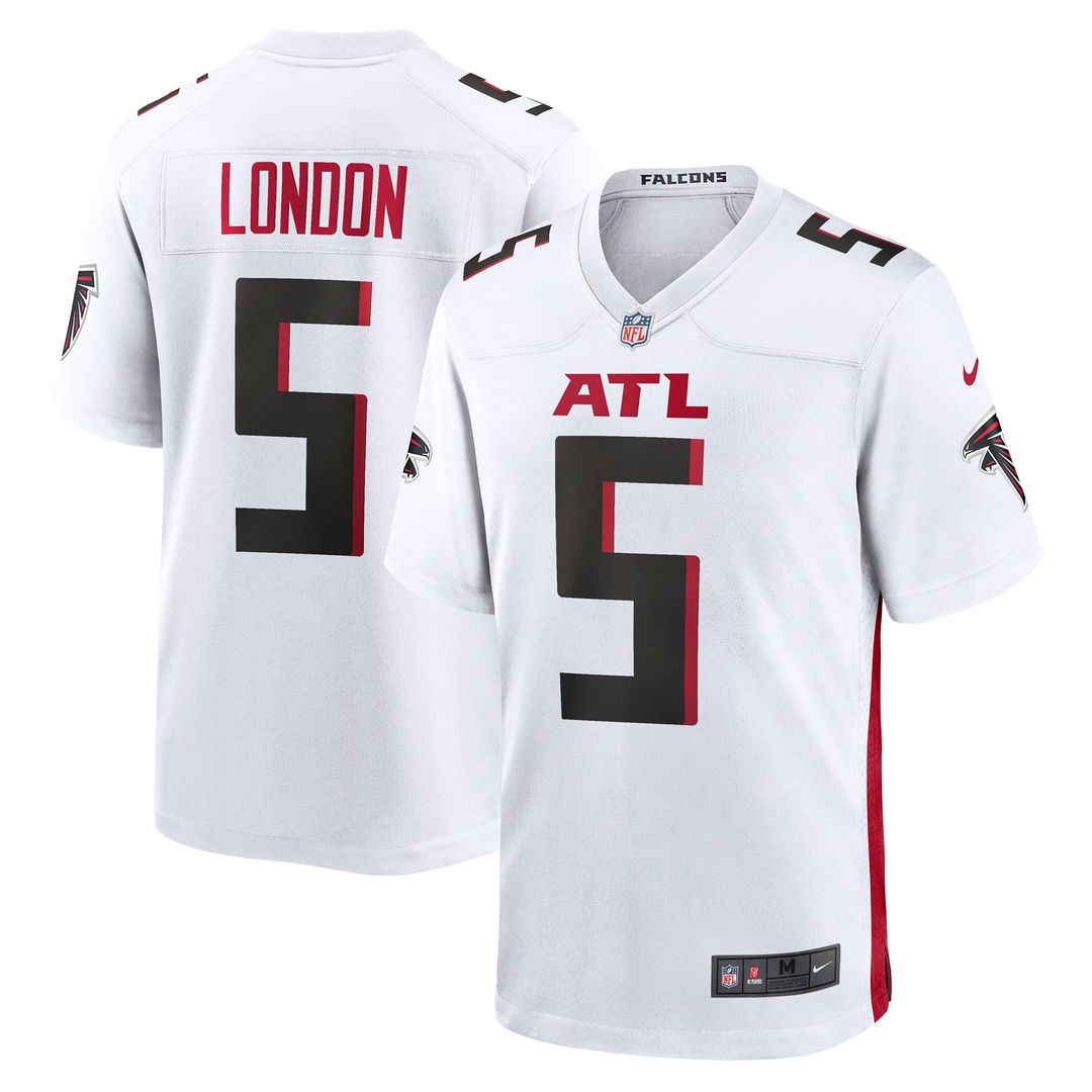 Atlanta Falcons Drake London White Away Game Player Jersey product image 1, provided for visual reference and product detail