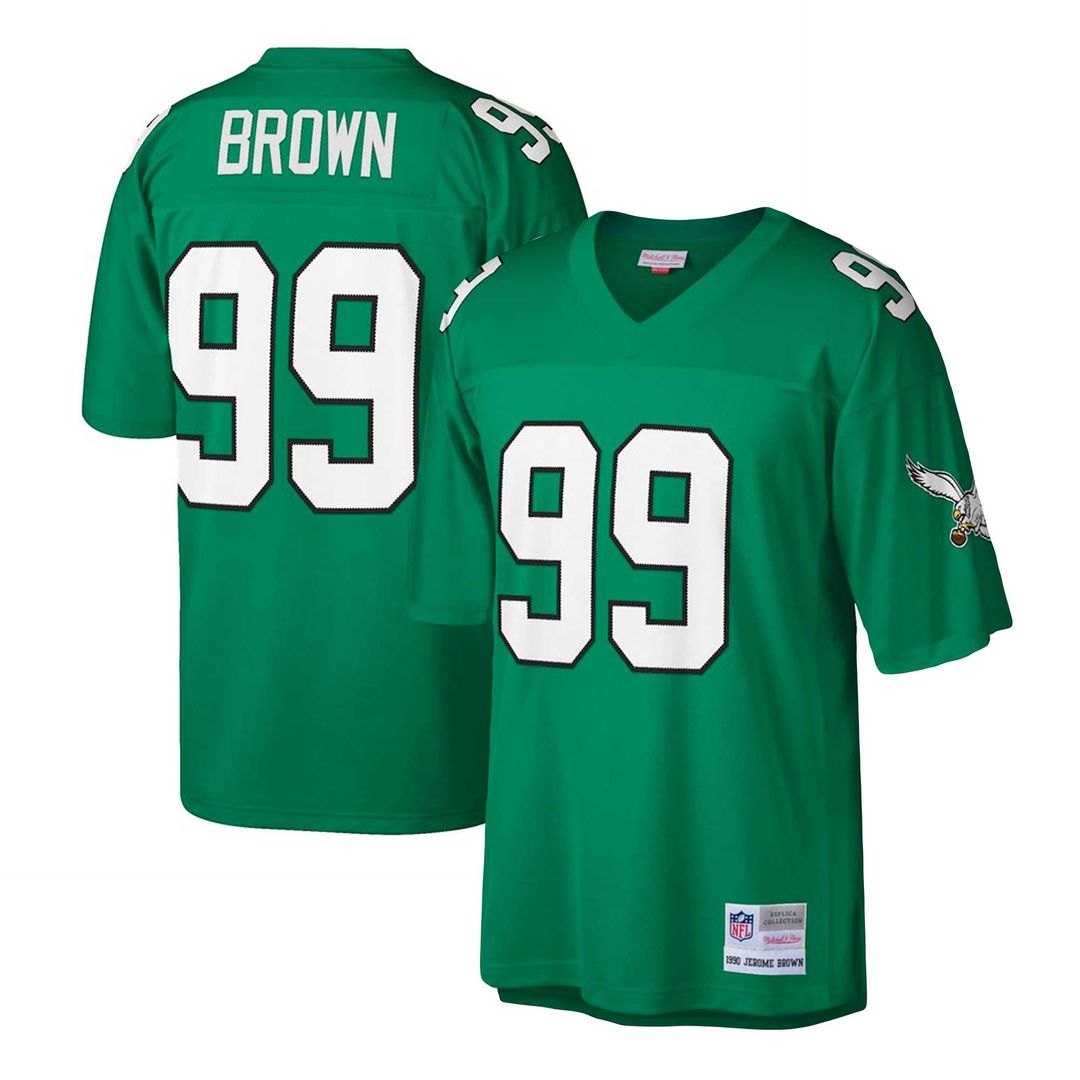 Philadelphia Eagles Jerome Brown Kelly Green Big & Tall 1990 Retired Player Replica Jersey product image 1, provided for
