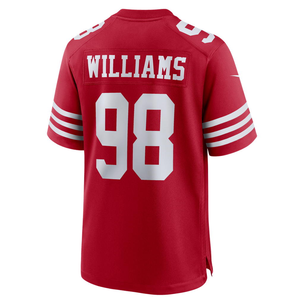 San Francisco 49ers Mykel Williams Scarlet Game Player Jersey product image 3, provided for visual reference and product