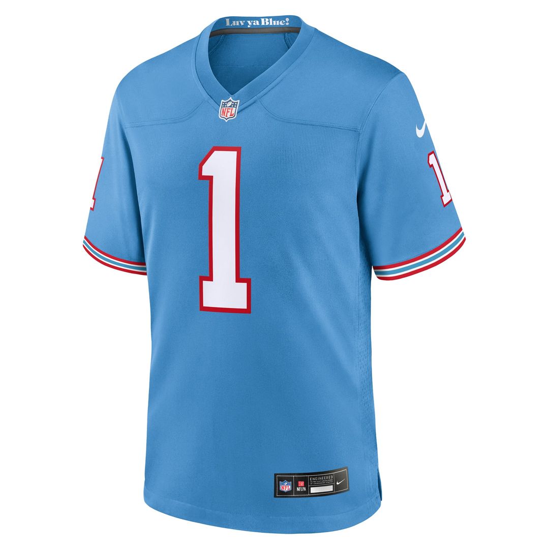Tennessee Titans Warren Moon Light Blue Retired Player Alternate Game Jersey product image 2, provided for visual reference