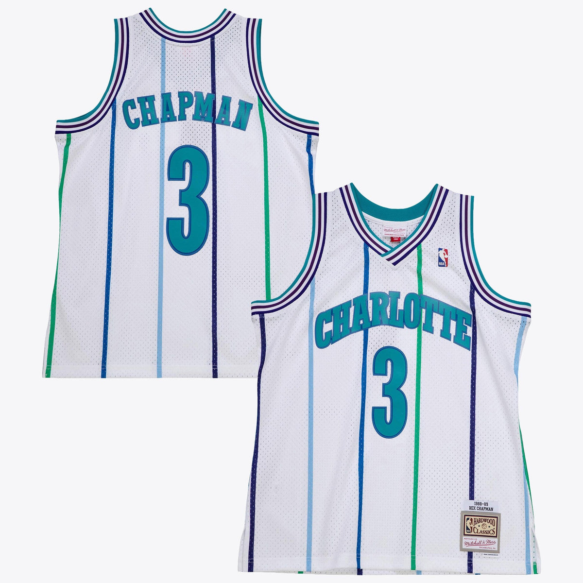 Rex Chapman Charlotte Hornets 1988 Authentic Jersey - White product image 1, provided for visual reference and product