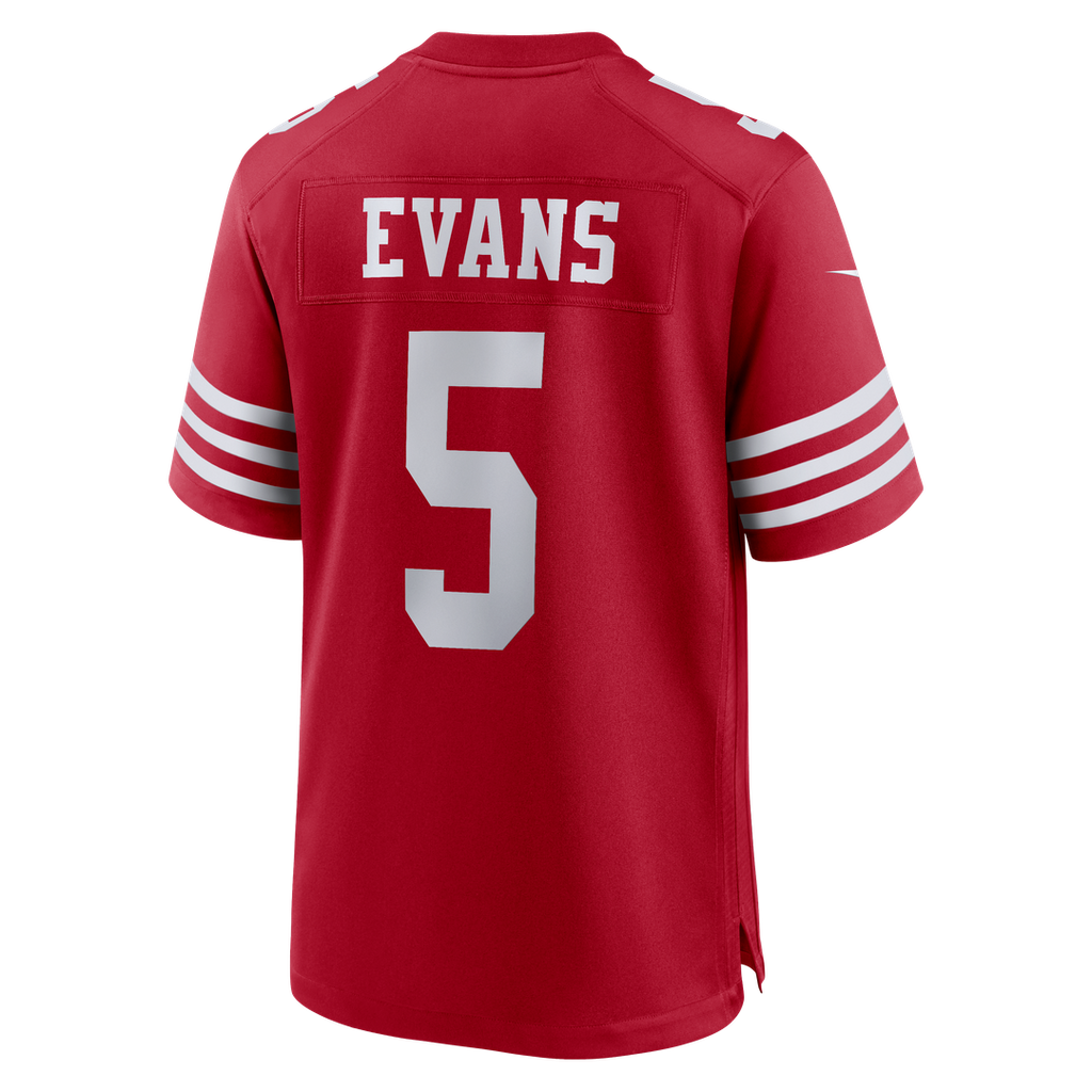 San Francisco 49ers Mike Evans Scarlet 80th Anniversary Game Jersey product image 7, provided for visual reference and