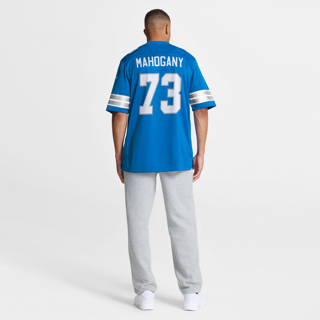 Detroit Lions Christian Mahogany Blue Team Game Jersey product image 8, provided for visual reference and product detail