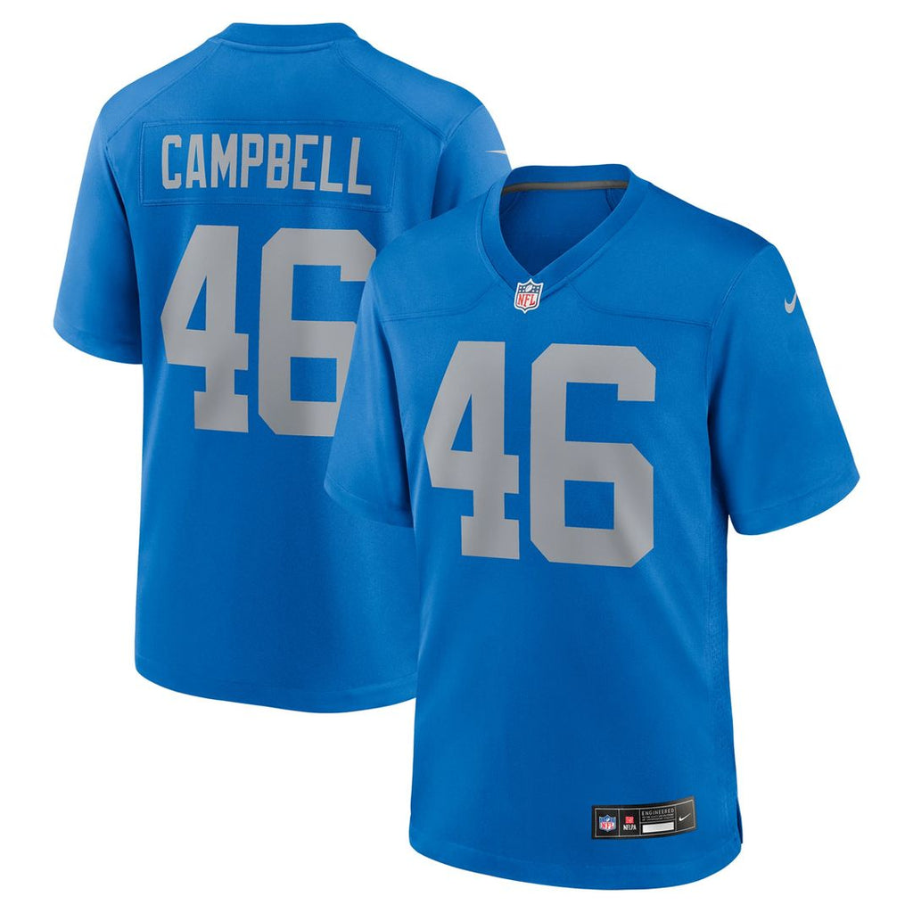 Detroit Lions Jack Campbell Blue Alternate Game Jersey product image 1, provided for visual reference and product detail