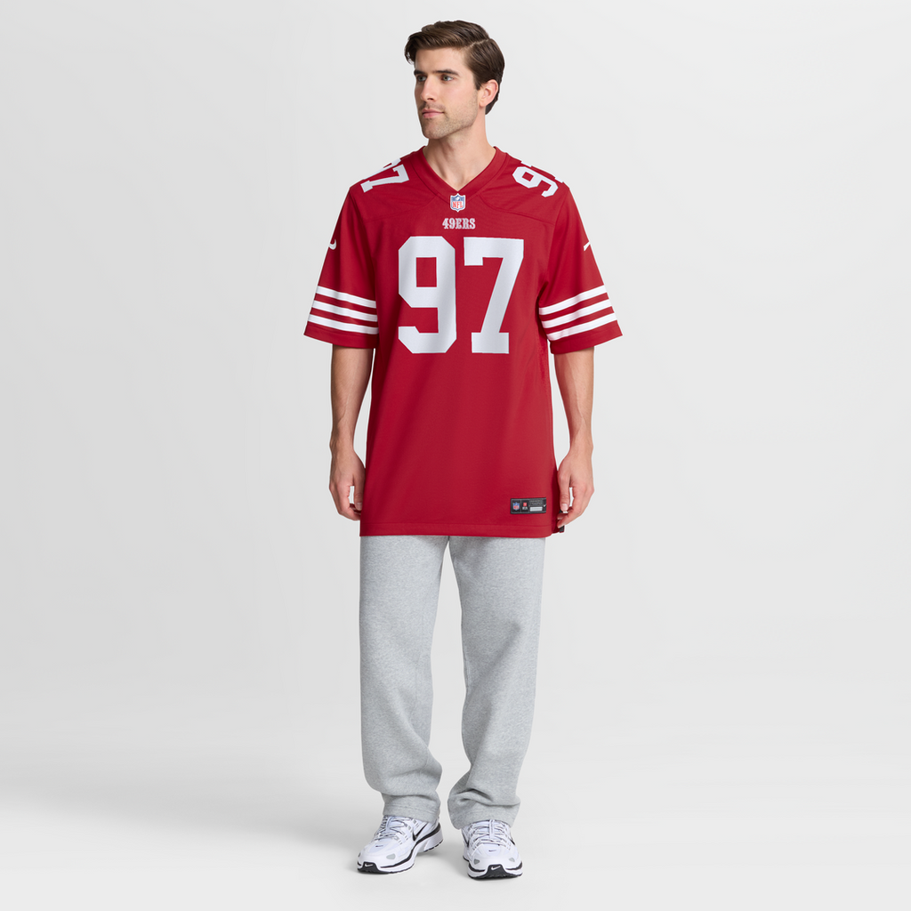 San Francisco 49ers Nick Bosa Scarlet Team Game Jersey product image 7, provided for visual reference and product detail