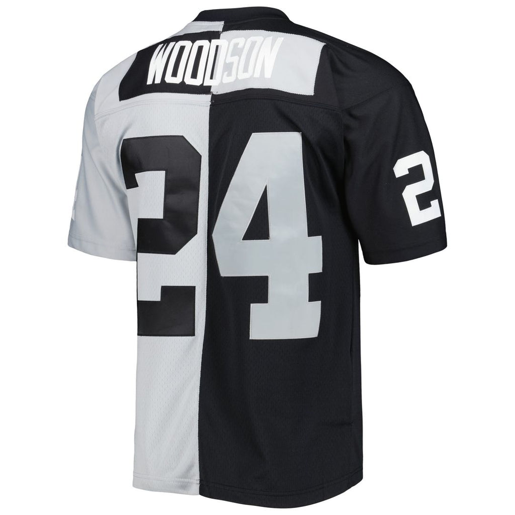 Las Vegas Raiders Charles Woodson Black/Silver 1998 Split Legacy Replica Jersey product image 3, provided for visual