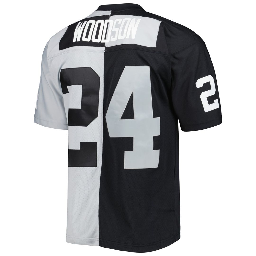 Las Vegas Raiders Charles Woodson Black/Silver 1998 Split Legacy Replica Jersey product image 3, provided for visual