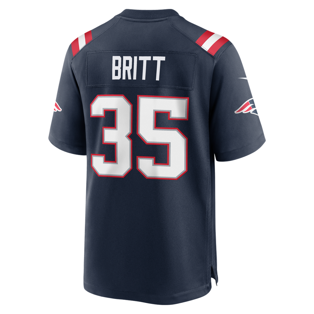 New England Patriots K.J. Britt Navy Team Game Jersey product image 5, provided for visual reference and product detail