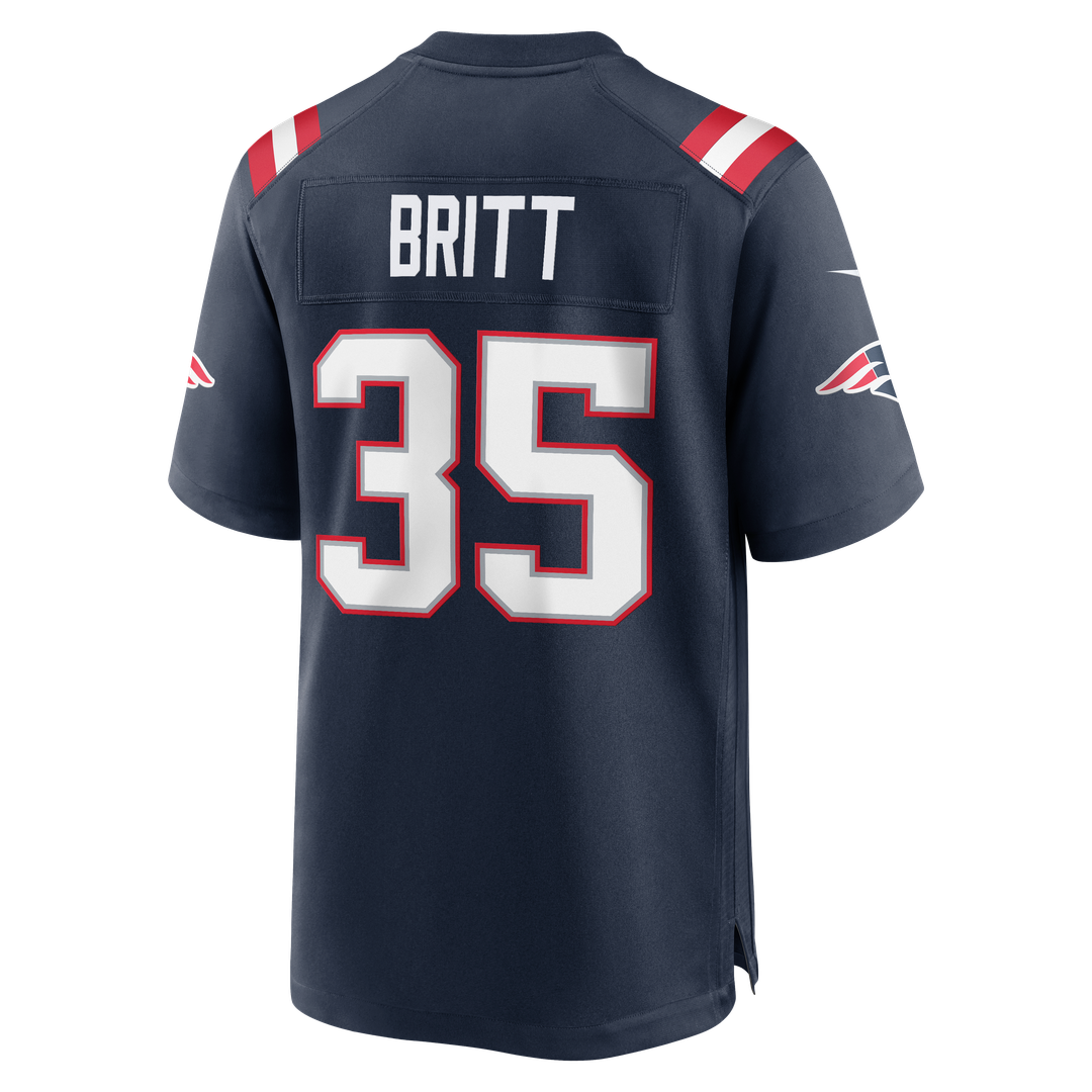 New England Patriots K.J. Britt Navy Team Game Jersey product image 5, provided for visual reference and product detail
