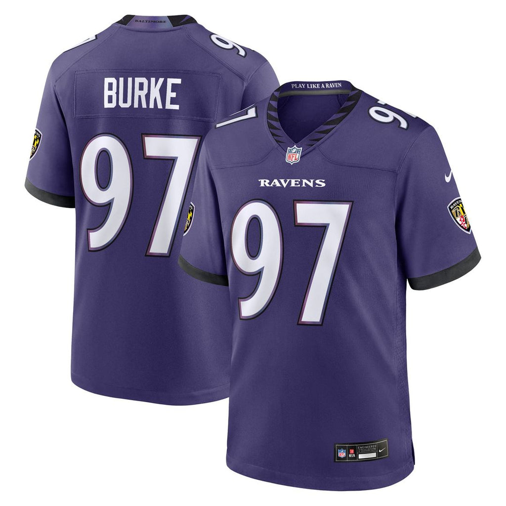 Baltimore Ravens Ethan Burke Purple Team Game Jersey product image 1, provided for visual reference and product detail review