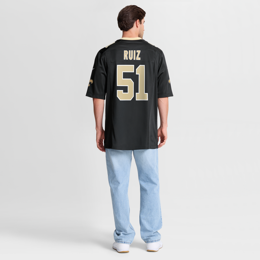 New Orleans Saints Cesar Ruiz Black Player Game Jersey product image 8, provided for visual reference and product detail