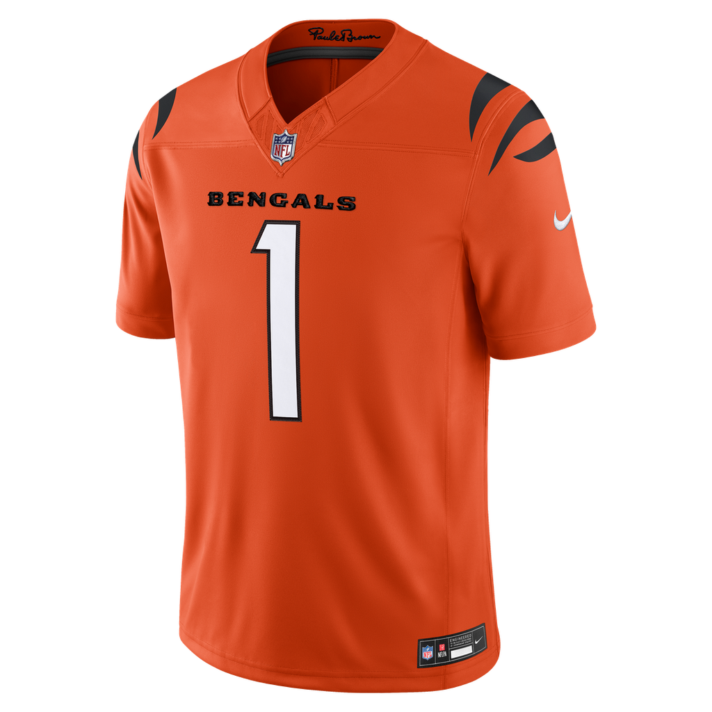 Cincinnati Bengals Ja'Marr Chase Orange Alternate Vapor F.U.S.E. Stitched Limited Jersey product image 2, provided for