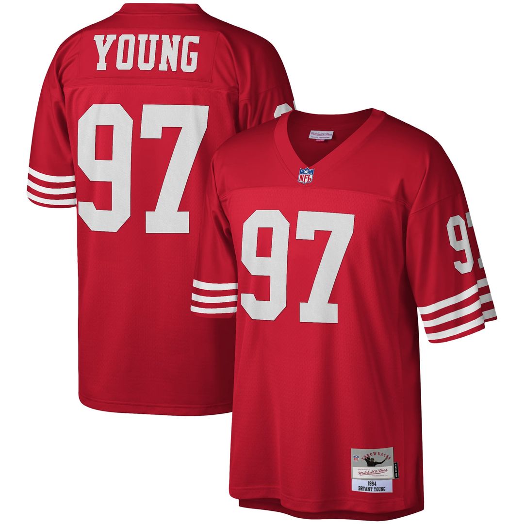 San Francisco 49ers Bryant Young Scarlet Legacy Replica Jersey product image 1, provided for visual reference and product