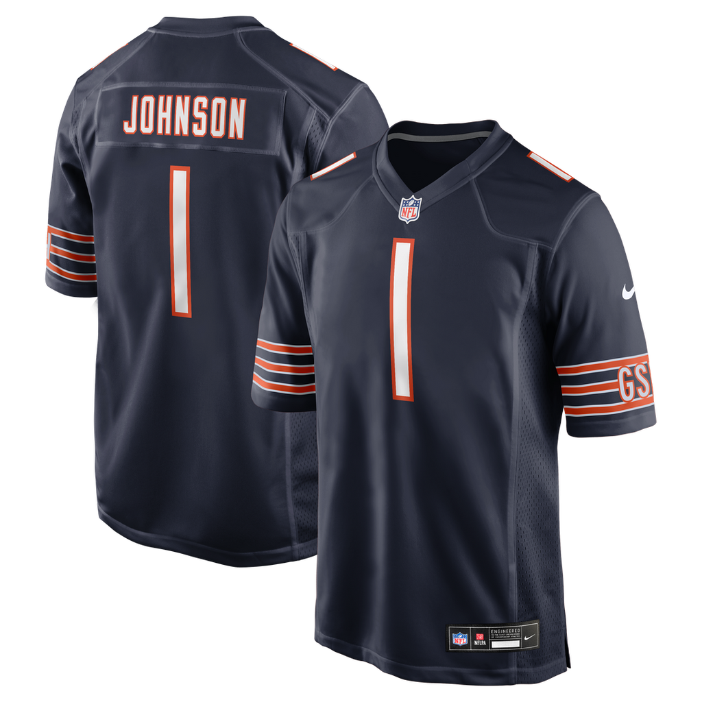 Chicago Bears Jaylon Johnson Navy Game Jersey product image 1, provided for visual reference and product detail review