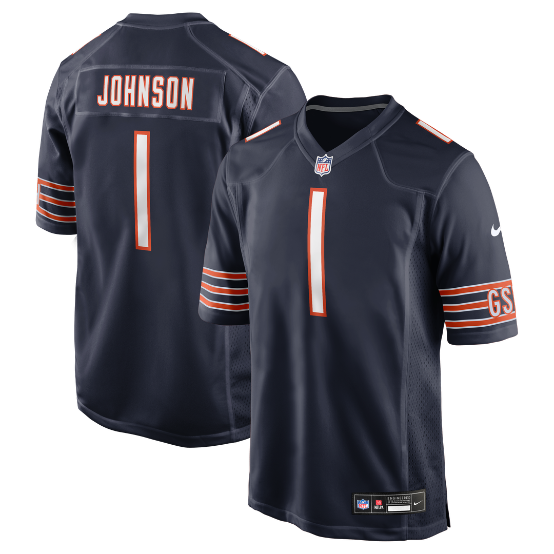 Chicago Bears Jaylon Johnson Navy Game Jersey product image 1, provided for visual reference and product detail review
