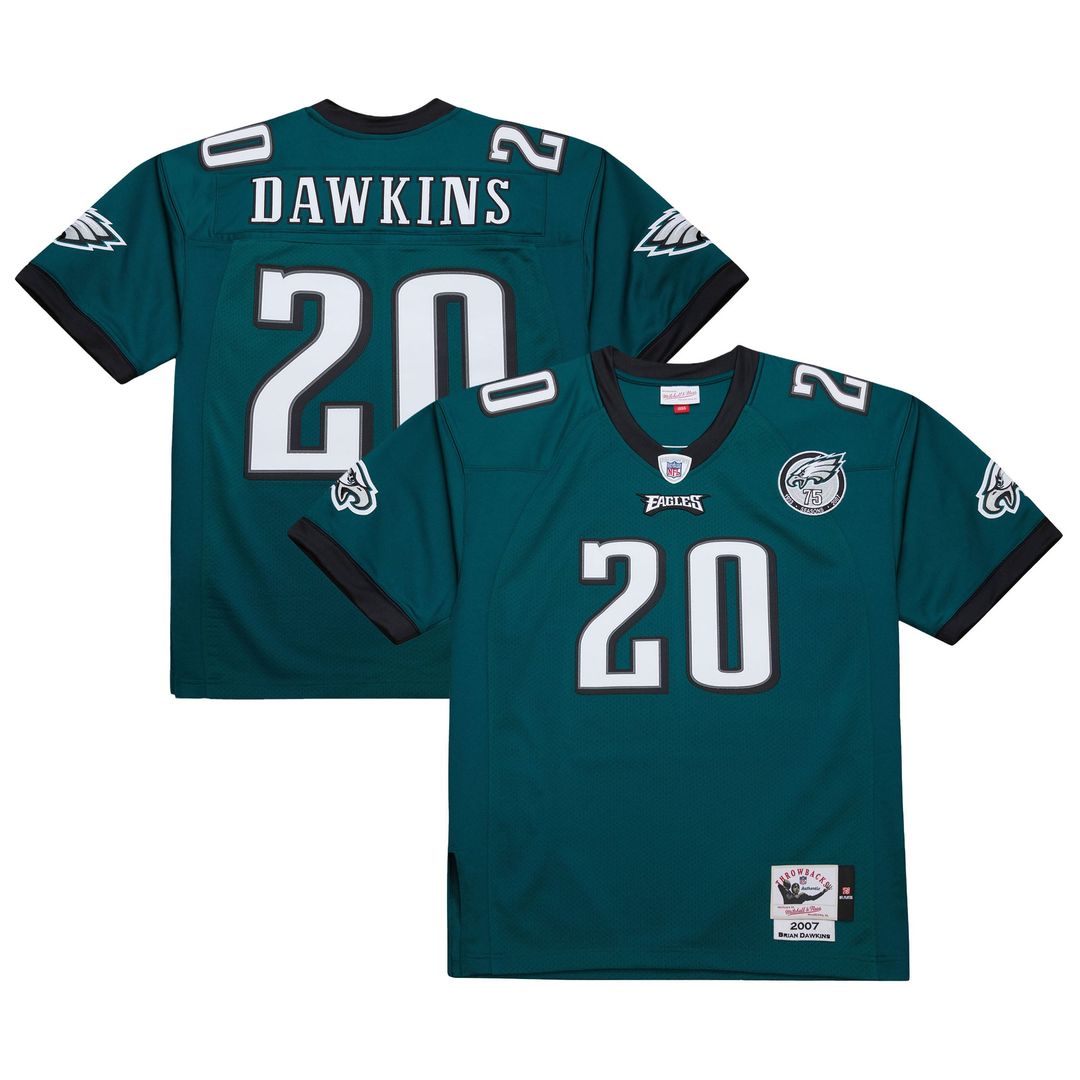 Philadelphia Eagles Brian Dawkins Green 2007 Authentic Throwback Retired Player Jersey product image 1, provided for visual