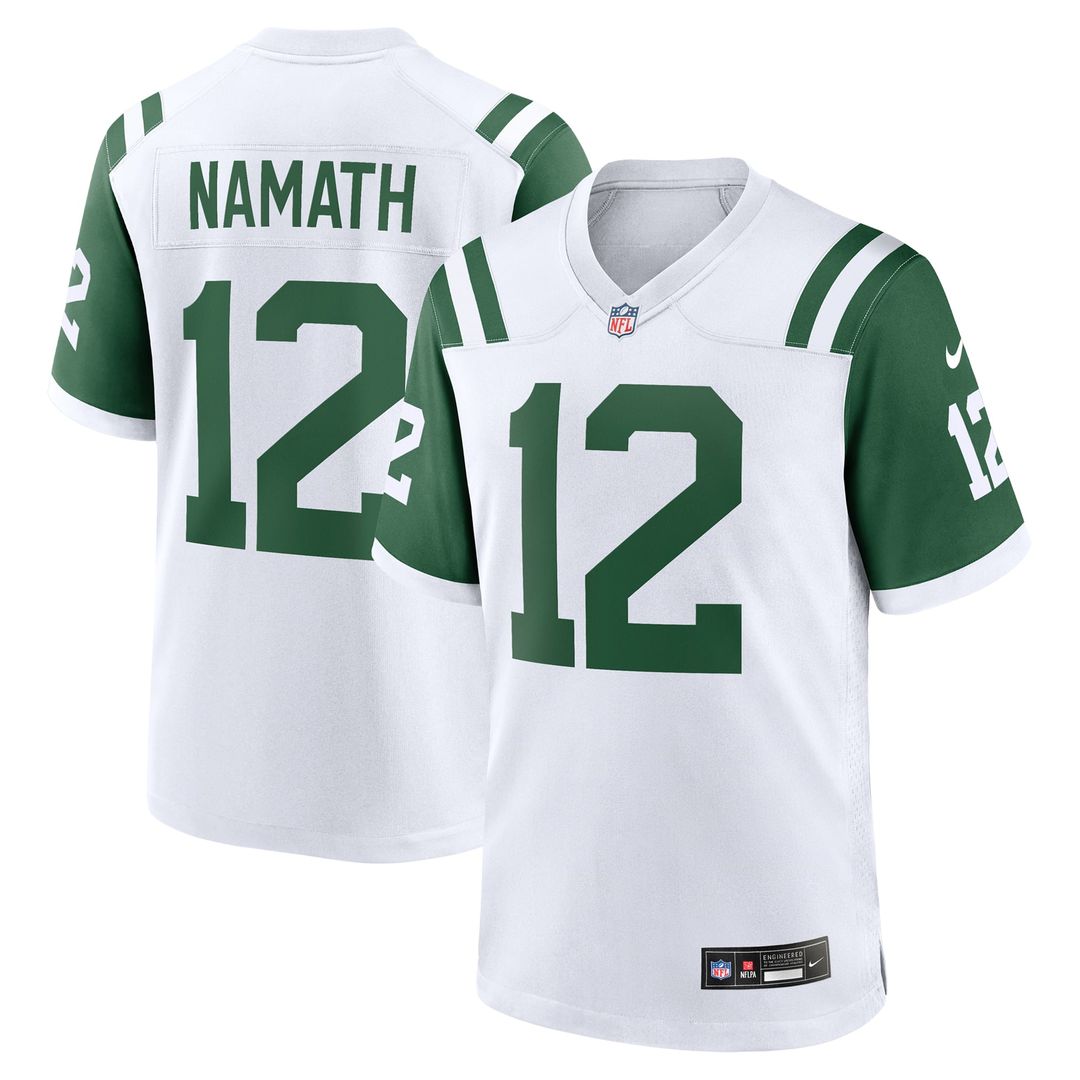 New York Jets Joe Namath White Classic Alternate Retired Player Game Jersey product image 4, provided for visual reference