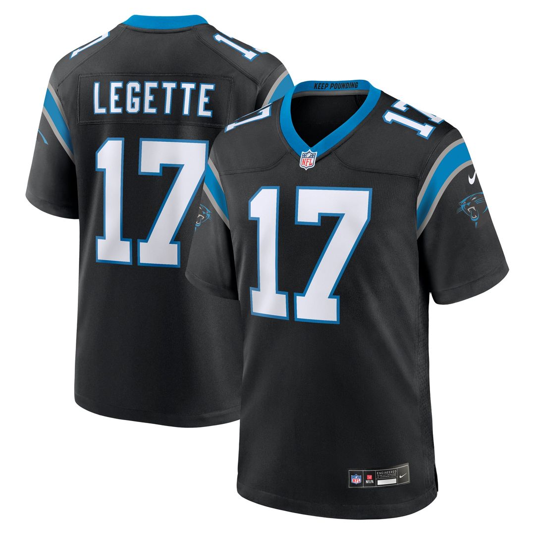 Carolina Panthers Xavier Legette Black Team Game Player Jersey product image 1, provided for visual reference and product